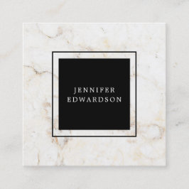 Enkel elegant professionell för marmorsvartram fyrkantigt visitkort