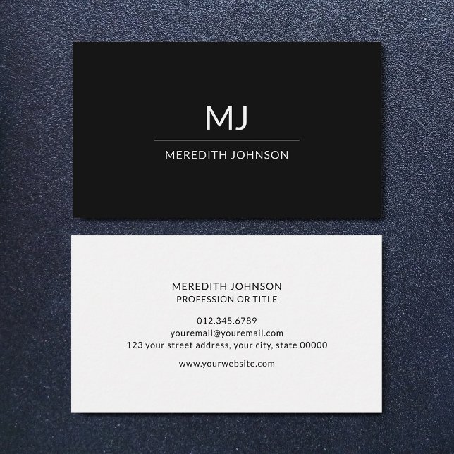 Enkel Elegant Professionell Monogram Minimalistisk Visitkort (Skapare uppladdad)