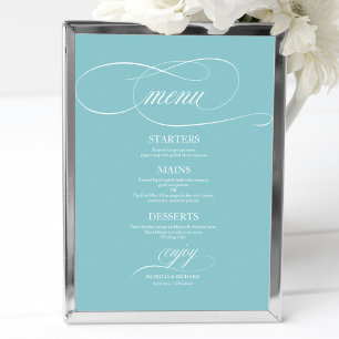 Enkel Elegant - Purist Blue Bröllop Menu-tecken Poster