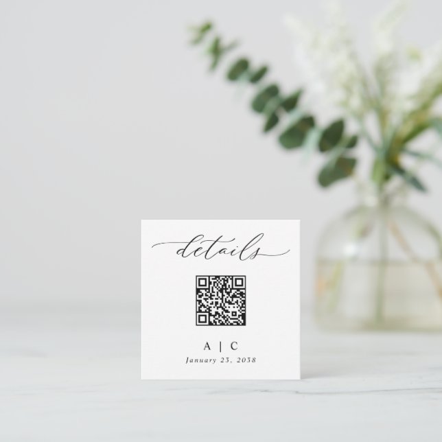 Enkel Elegant QR-kod Bröllopsdetaljer Tilläggskort (Stående Fram)
