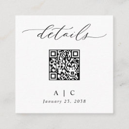 Enkel Elegant QR-kod Bröllopsdetaljer Tilläggskort