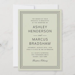 Enkel Elegant Ram Modern Sage Bröllop Inbjudningar