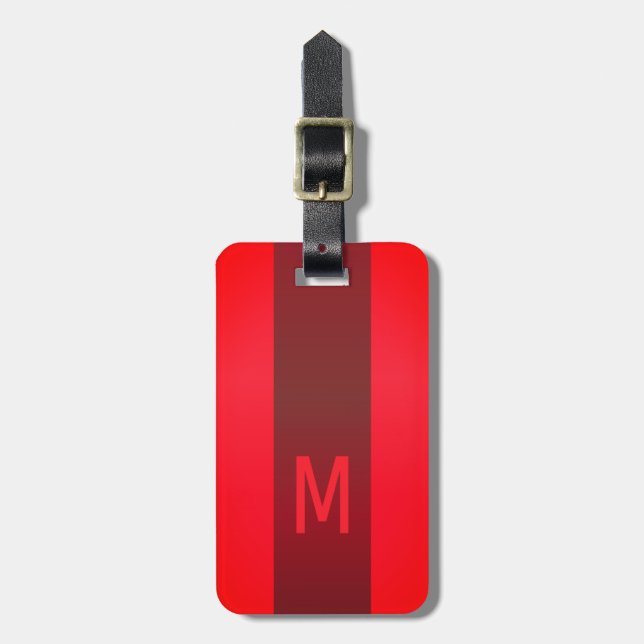 Enkel Elegant Red Maroon Metall med monogrammat Na Bagagebricka (Vertikal Framsida)