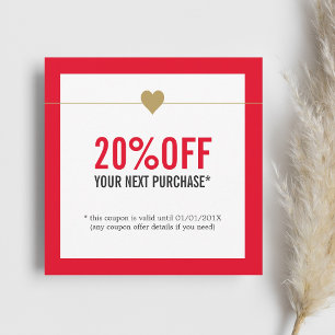 Enkel Elegant Red White Beauty Salon Coupon Anteckningskort