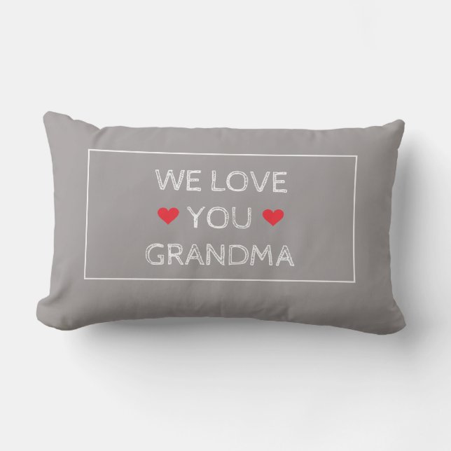 Enkel Elegant Red White Grått Vi Kärlek You Grandm Lumbarkudde (Framsida)