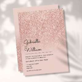 Enkel Elegant Ro Guld Glitter Bröllop Inbjudningar