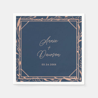 Enkel Elegant Ro Guld och marin Bröllop Pappersservett