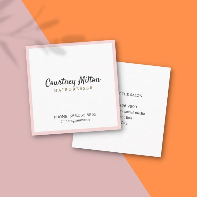 Enkel Elegant Ro White Hairdresser Fyrkantigt Visitkort (Skapare uppladdad)