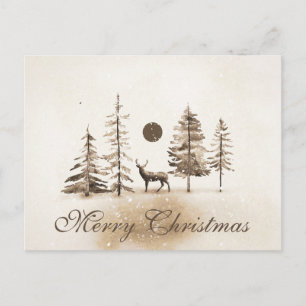 Enkel Elegant Röd Dekor Snö God Jul Helg Vykort