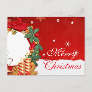 Enkel Elegant Röd Dekor Snö God Jul Helg Vykort