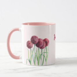 Enkel Elegant Rosa Alliums Flower Watercolor Mugg