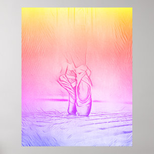 Enkel Elegant Rosa Ballet Shoes Rainbow Poster
