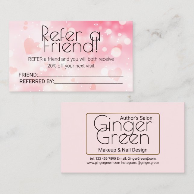 Enkel Elegant Rosa Bokeh Rabattkort (Fram/baksida)