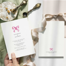 Enkel Elegant Rosa Bow Coquette Bröllop Inbjudningar