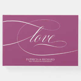 Enkel Elegant Rosa Cassis Bröllop Guest Bok