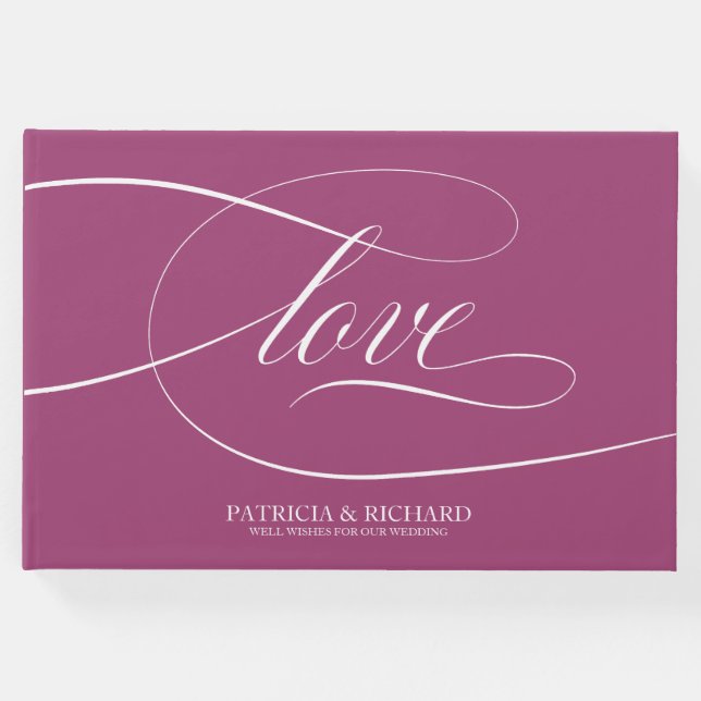 Enkel Elegant Rosa Cassis Bröllop Guest Bok (Framsida)