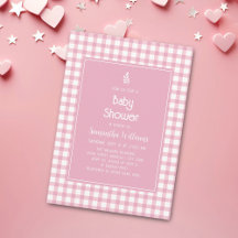 Enkel Elegant Rosa Gingham Play Girl Baby Shower