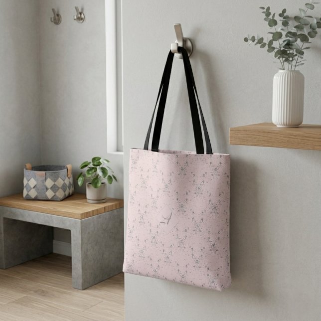Enkel Elegant Rosa Glitter Mönogram Tygkasse (Skapare uppladdad)