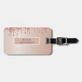 Enkel elegant Rosa Glitter Söt Personlig Namn Bagagebricka