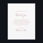 Enkel Elegant Rosa Guld Tack Mottakningskort Vykort<br><div class="desc">Detta enkla eleganta rosa guld tack mottagningskort är perfekt för ditt klassiska moderna minimalistiska rosa guld bröllop. Designen har klassisk vintage minimal chic samtida roséguld font och delikat romantisk formell kalligrafi. Det är utmärkt för vår-, sommar-, höst- eller vinterluxuösa bröllop. Behåll det som det är eller välj att anpassa det...</div>