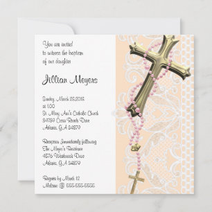 Enkel Elegant Rosa Kor Baptism/Christening Inbjudningar
