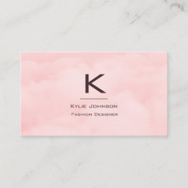 Enkel Elegant Rosa Moln Monogram Personlig Visitkort