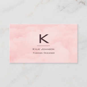 Enkel Elegant Rosa Moln Monogram Personlig Visitkort