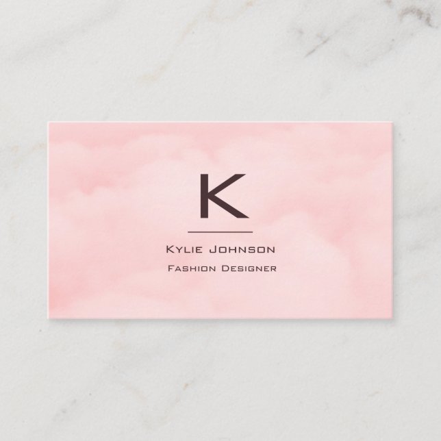 Enkel Elegant Rosa Moln Monogram Personlig Visitkort (Framsida)