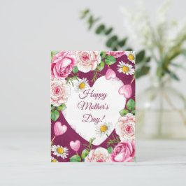 Enkel Elegant Rosa Natur Mors Dag Helg Vykort
