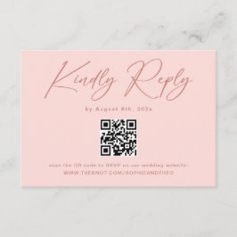 Enkel Elegant Rosa QR-kod Bröllop RSVP Tilläggskort
