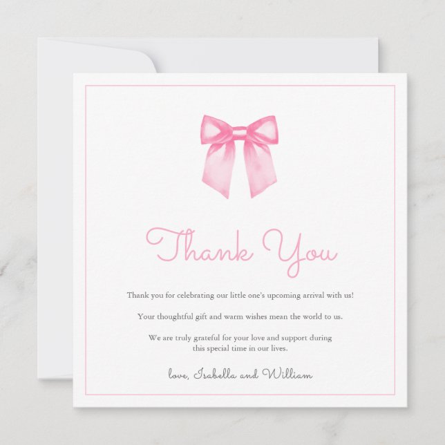 Enkel Elegant Rosa Slinga Baby Shower Tacksamhetsk Tack Kort (Framsida)