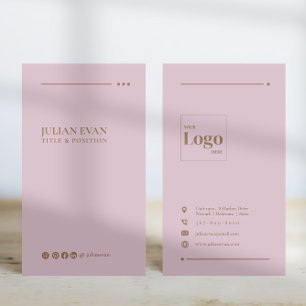 Enkel Elegant Rosa Social Media LinkedIn Visitkort