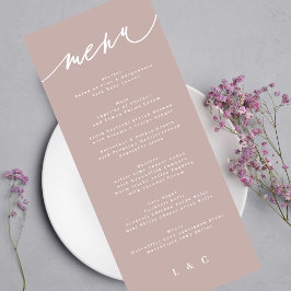 Enkel Elegant Rosa Taupe Calligraphy Bröllop Meny