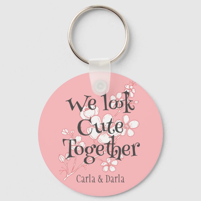 enkel elegant rosa valentin, Söt för vänner Nyckelring (Framsida)