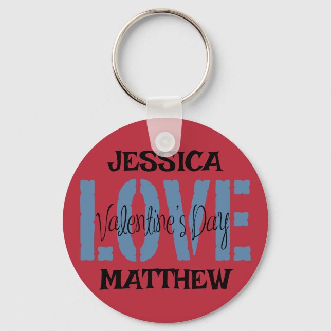 enkel elegant rosa valentin, svett för par nyckelring (Framsida)