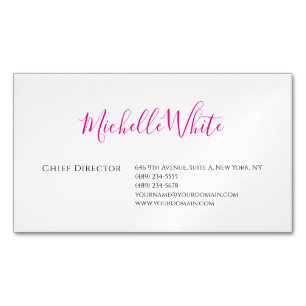 Enkel Elegant Rosa Vit Professionell Modern Magnetiska Visitkort