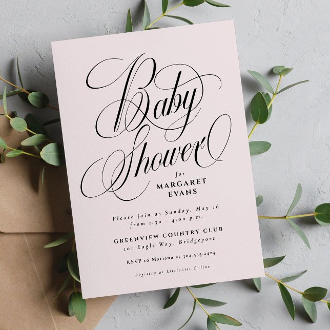 Enkel elegant rosabruten baby shower inbjudningar (Skapare uppladdad)