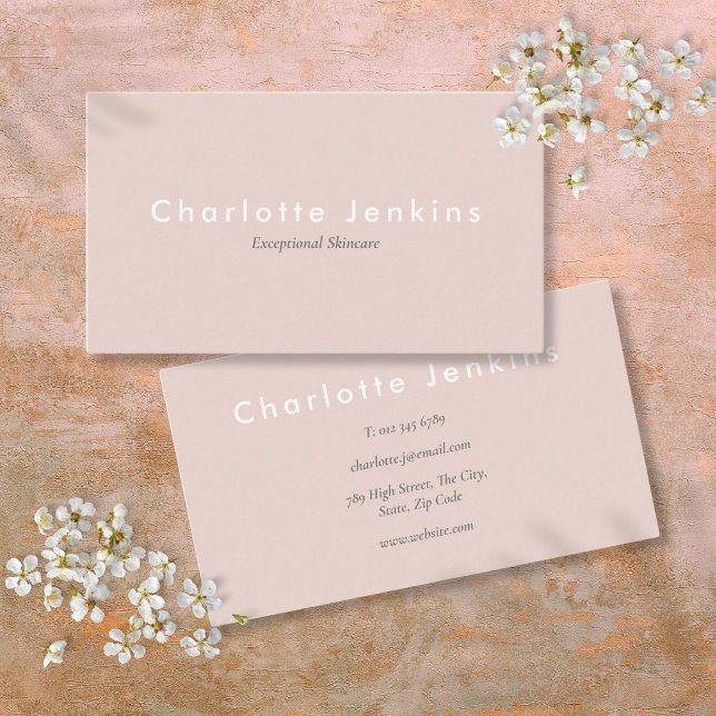 Enkel Elegant Rosabruten Professionell Visitkort (Simple Elegant Blush Pink Professional Business Card)