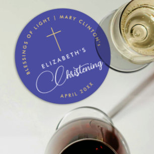 Enkel Elegant Royal Blue Faith Baptism Guld Kor Underlägg Papper Rund