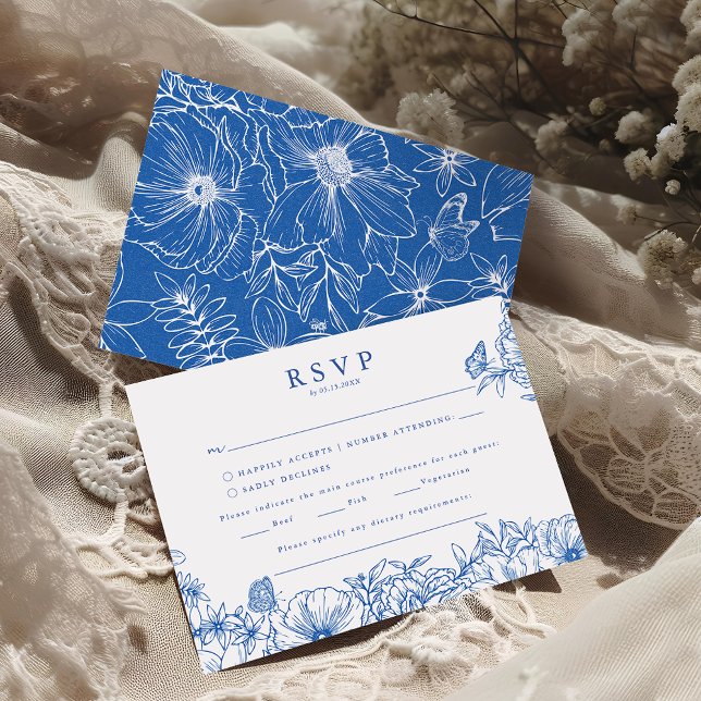 Enkel Elegant Royalblå Trädgårdsbröllop RSVP Tilläggskort (Skapare uppladdad)