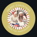 Enkel Elegant runt julfotomiljeriet Namn Klistermärke<br><div class="desc">Enkel Elegant runt julfotomiljeriet Namn</div>