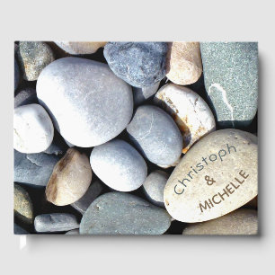 Enkel Elegant Rustic Pebble Nature Modern Bröllop Gästböcker