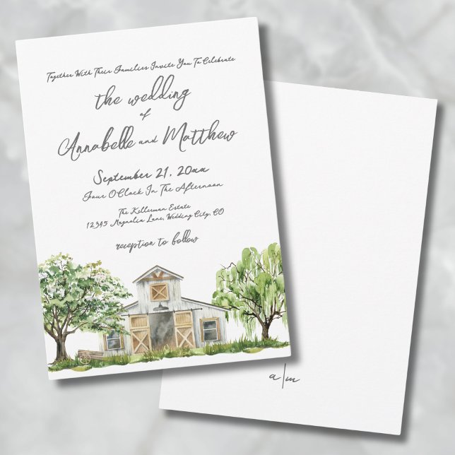 Enkel Elegant Rustik Lanthusbodsbröllop Inbjudningar (Simple Elegant Rustic Country Barn Wedding Invitation)