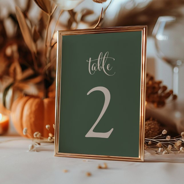 Enkel Elegant Salvia Beige Höst Boho Bröllop Bordsnummer (Simple Elegant Sage Taupe Fall Boho Wedding Table Number by Painted Paperie
)