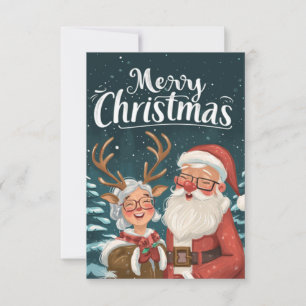 Enkel Elegant Santa och fru Clause Tack Anteckningskort