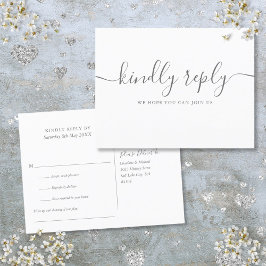 Enkel Elegant Signatur Skript RSVP Inbjudan Vykort