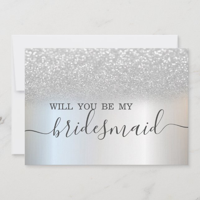 Enkel Elegant Silver Glitter Bokeh Bridesmaid Inbjudningar (Framsida)