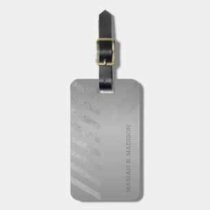 Enkel Elegant Silver Metall med monogrammet Namn Bagagebricka