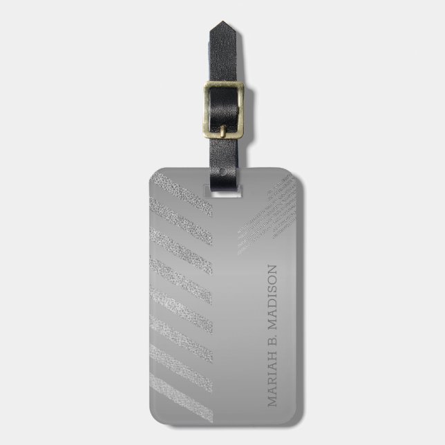 Enkel Elegant Silver Metall med monogrammet Namn Bagagebricka (Vertikal Framsida)