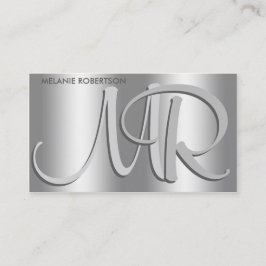 Enkel Elegant Silver på Silver Script Monogram Visitkort